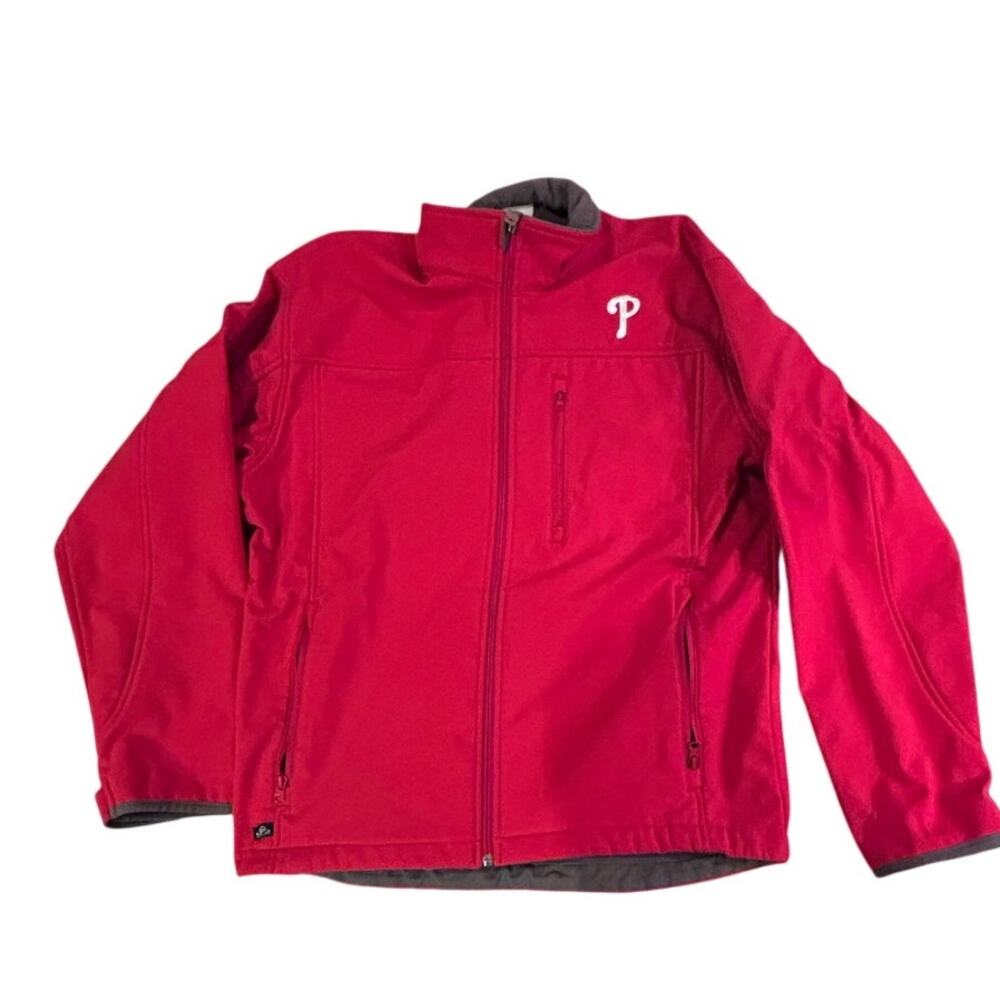 Majestic Philadelphia Phillies Red Full Zip Jacket Men’s Large MLB Softshell - Picture 2 of 6